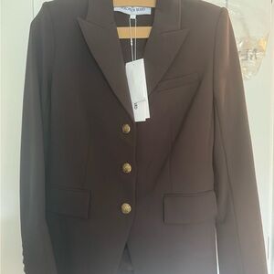 Veronica Beard Chocolate Blazer with Brass Buttons